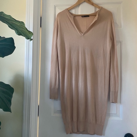 The Row long Vneck peach neutral pink cashmere sweater S 2/4 - Picture 1 of 5